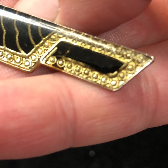 Retro Deco Style Black Enamel Rhinestone Brooches (2) - Picture 10 of 14